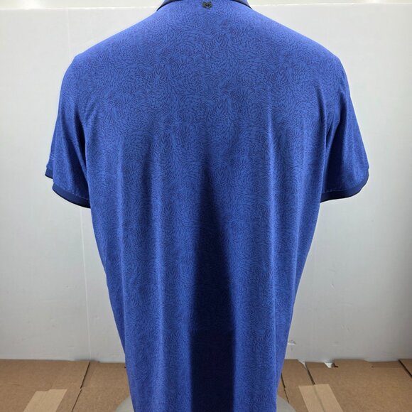 Greyson Shirt Mens Large Blue Golf Polo Wolf Print Performance Stretch Preppy - Picture 10 of 14